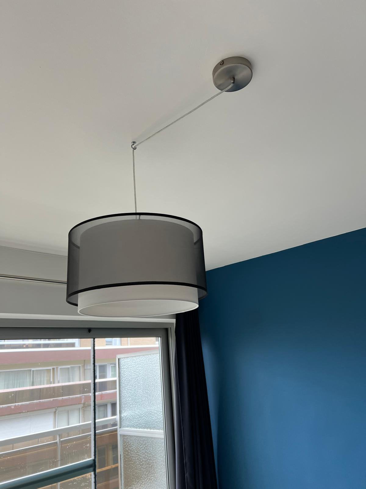 Lamp met armatuur en stoffen kap, Enlèvement, Comme neuf