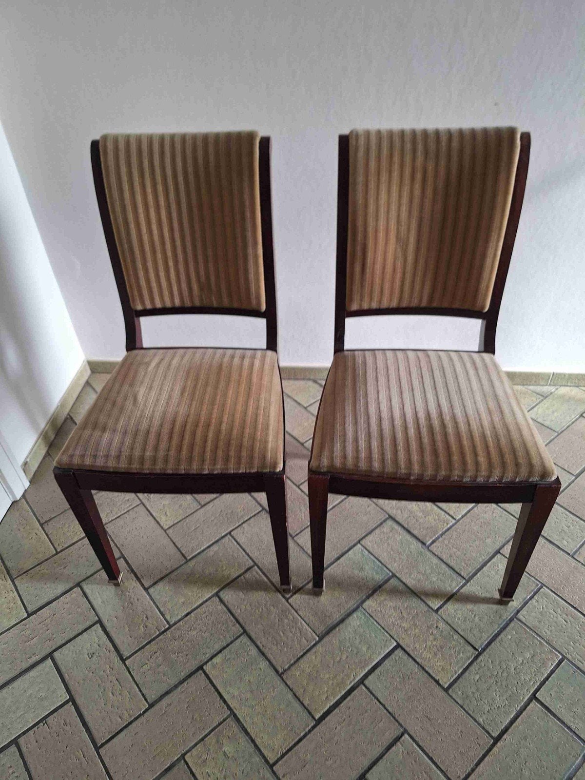 2 stoelen eik + velours, Ophalen, Gebruikt, Twee, Klassiek