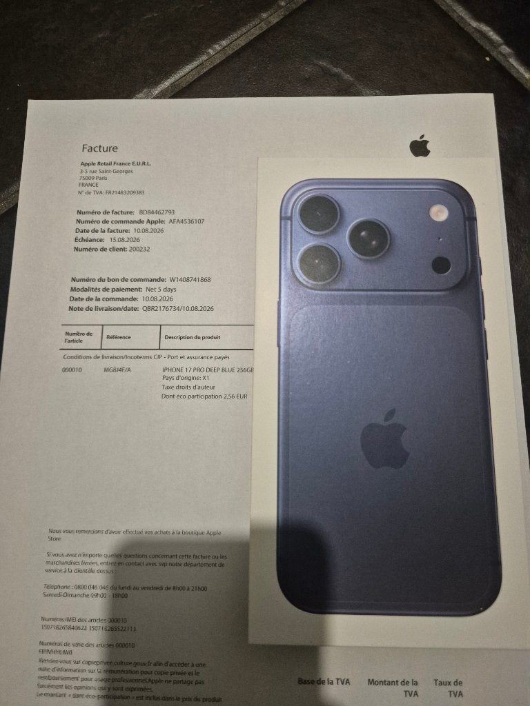Échange Iphone 17 pro neuf, Télécoms, Autres modèles, Enlèvement, Sans abonnement, Sans simlock