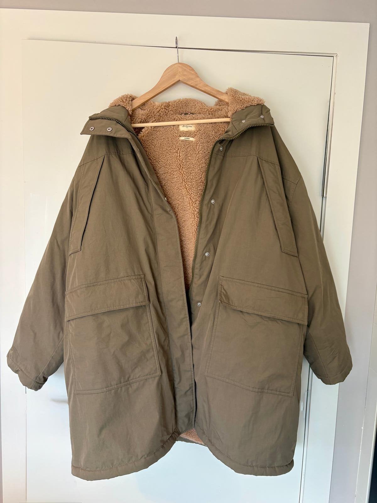 Parka Bellerose oversize kaki et intérieur teddy beige, Kleding | Dames, Ophalen of Verzenden, Zo goed als nieuw, Maat 42/44 (L)