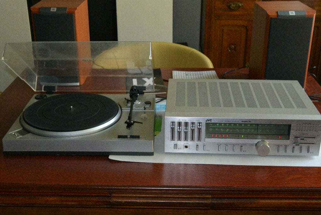 Vintage stereoset JVC receiver, Sanyo pick-up, JBL  boxen, Ophalen, JVC, Refurbished, Losse componenten