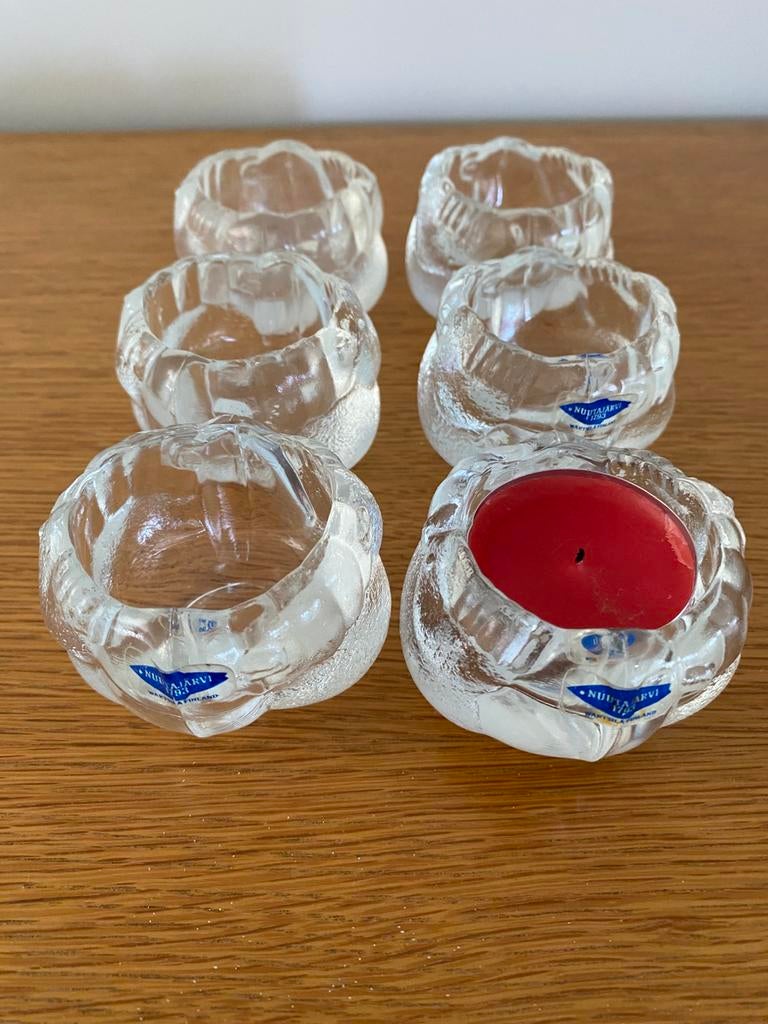 Vintage theelichthouder/eierdopje. (6stuks), Antiek en Kunst, Antiek | Glaswerk en Kristal, Ophalen of Verzenden