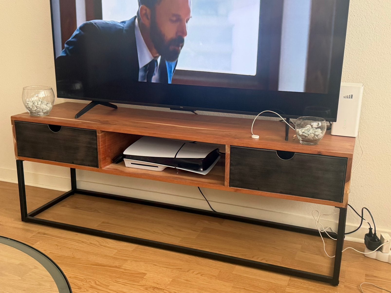 Meuble TV, 25 à 50 cm, Industriel moderne, Moins de 100 cm, Autres essences de bois