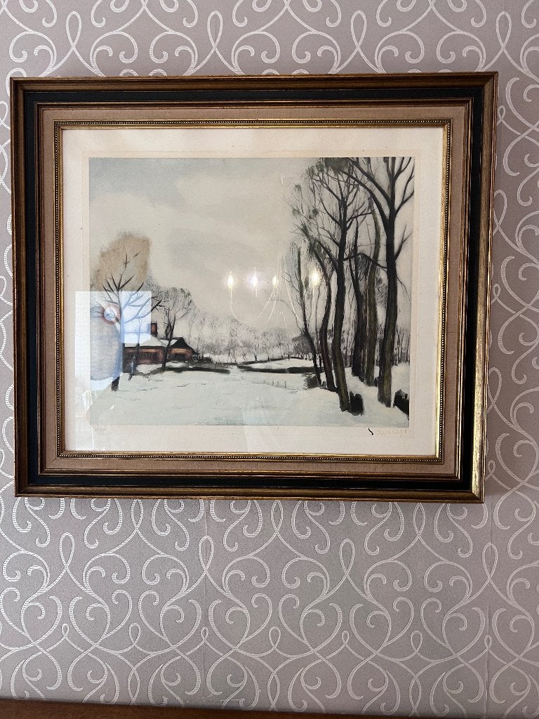 Albert Saverys Genum. Lithografie 283/350 Winterlandschap, Ophalen