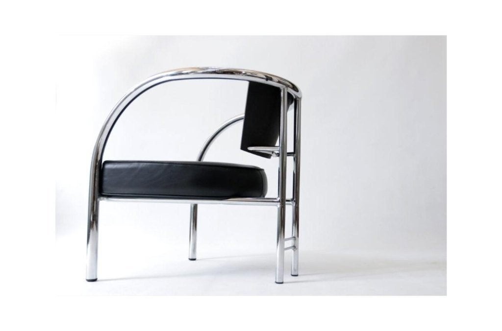 Italian 1980's Design Armchair Tubular Chrome Steel, Antiek en Kunst, Ophalen