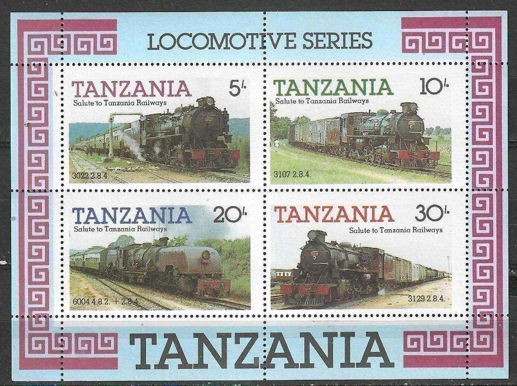 Tanzanie 1985 - Bloc 41 d'Yvert - Trains de Tanzanie (PF), Timbres & Monnaies, Timbres | Afrique, Envoi, Tanzanie, Non oblitéré