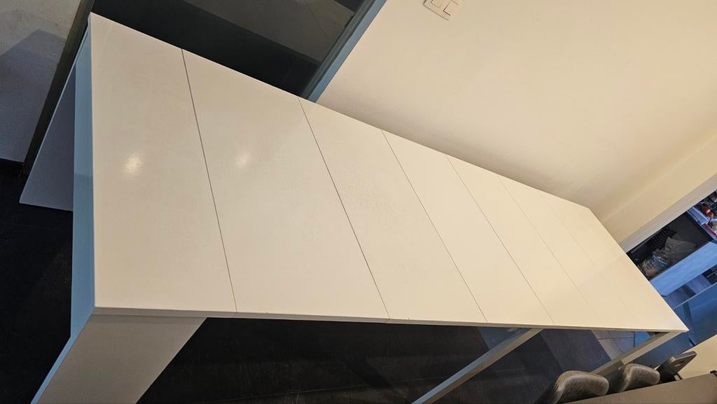 Witte Verstelbare Eettafel + 4 Stoelen | Uitschuifbaar tot 3, Huis en Inrichting, Tafels | Eettafels, Ophalen of Verzenden
