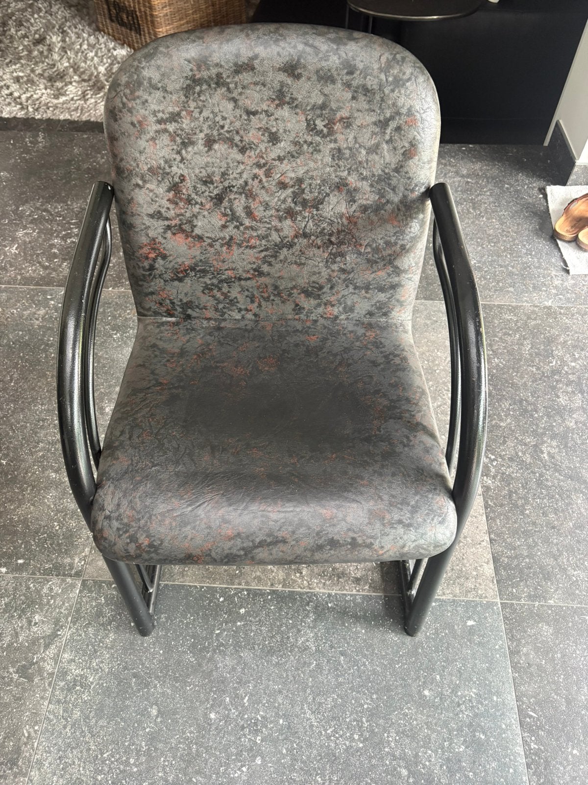 7 stoelen met armleuningen, Ophalen, Kunststof, Gebruikt, Zwart