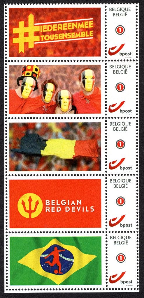 Timbre Duo MNH 2014 - Diables Rouges Belges, Envoi, Non oblitéré, Neuf