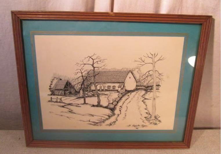 Beau dessin « Ferme avec grange » - De Gruyter Hugo, Enlèvement ou Envoi