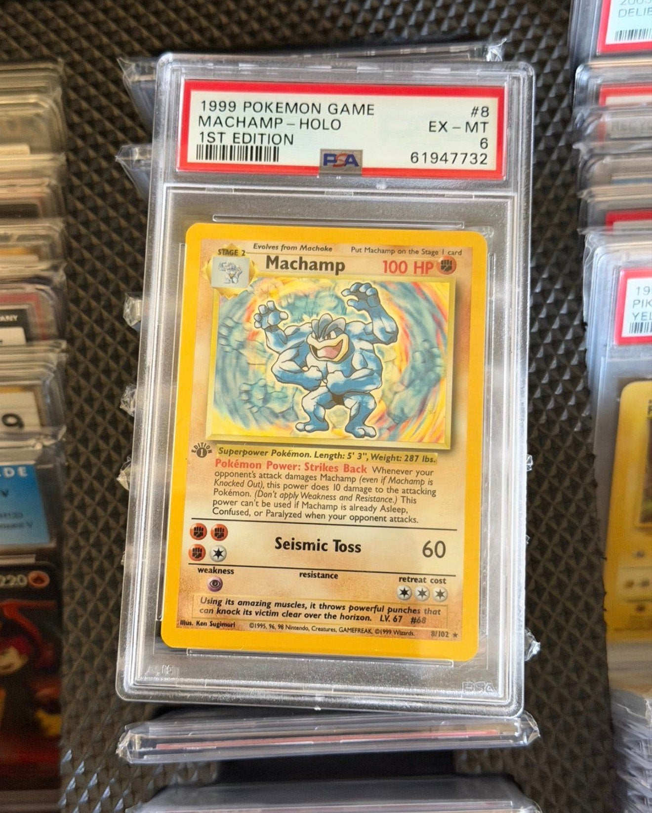 Set base PSA 6 Machamp Holo 1ère édition 8/102 classé 1999, Hobby & Loisirs créatifs, Enlèvement ou Envoi, Comme neuf, Cartes en vrac