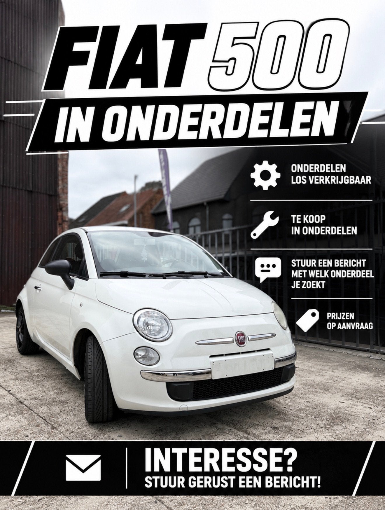 Fiat 500 1.3 JTD 2012 euro 5 manuelle — pièces et prix :, Enlèvement