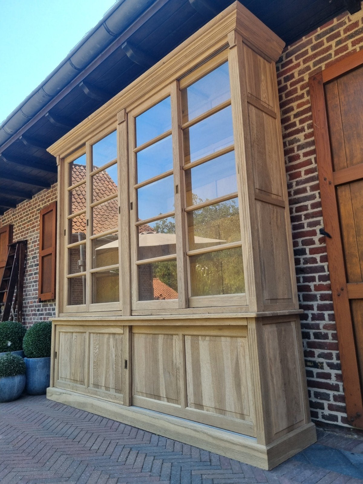 Eiken buffetkast/vitrinekast art, Huis en Inrichting, Ophalen, Gebruikt, Flamant, Landelijk
