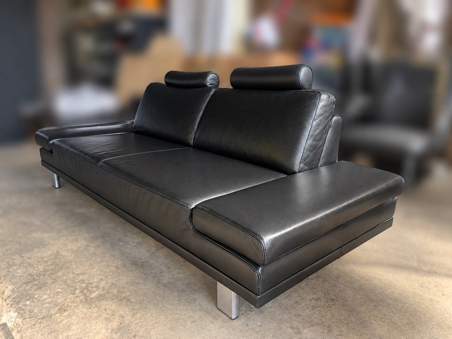 Belle chaise design Rolf Benz - Cuir véritable - Parfait éta, Enlèvement, Comme neuf, Noir, 160 cm