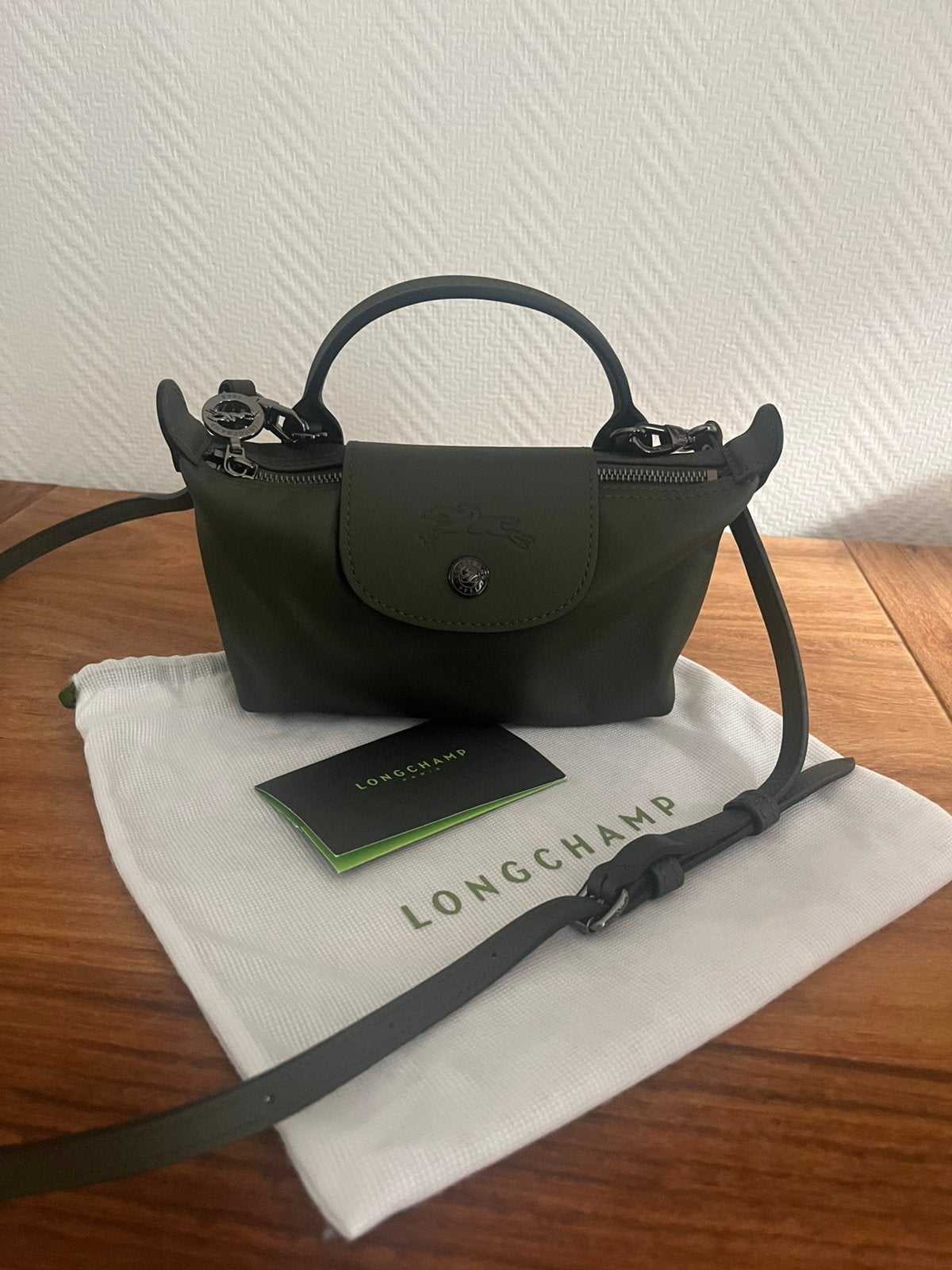 Longchamp Sac mini Le pliage en cuir Neuf, Enlèvement, Neuf, Vert, Sac à bandoulière