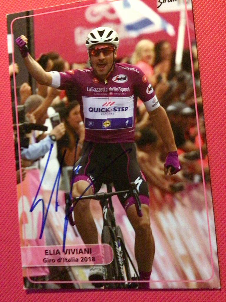 wielerkaart   2018 giro team quick step elia viviani  signe, Verzenden, Zo goed als nieuw