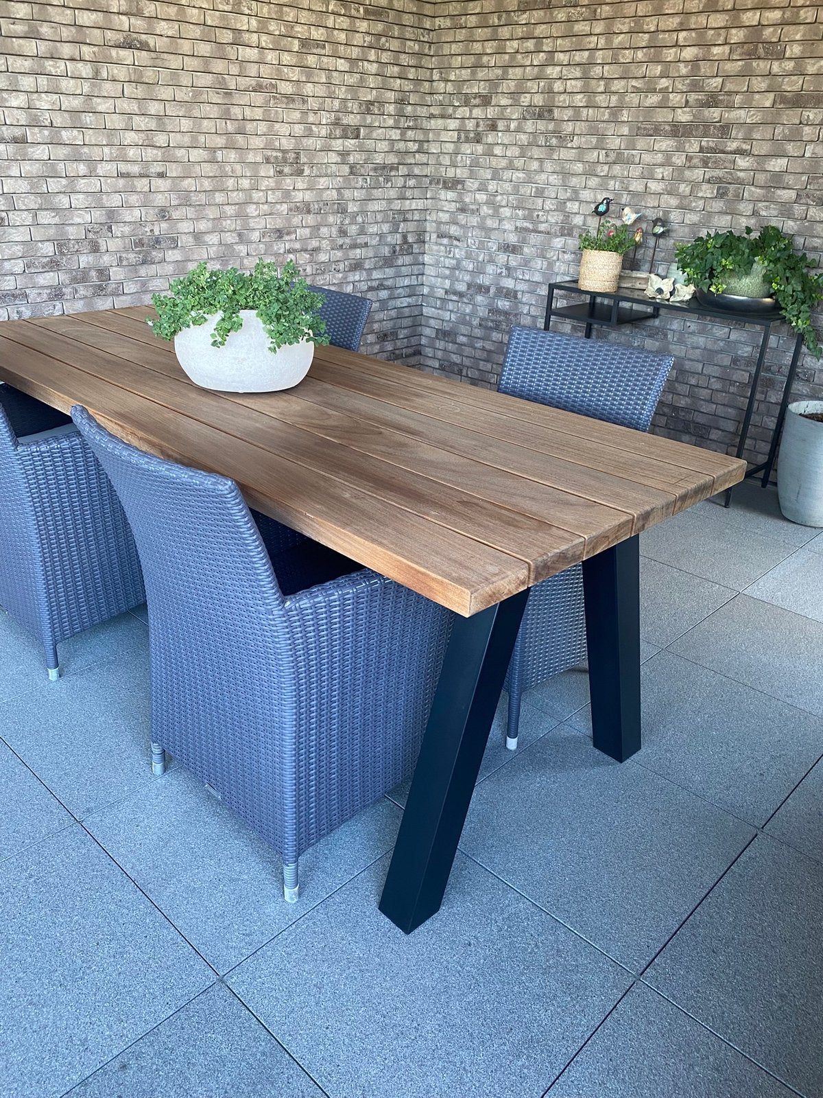 Tuintafel met 4 stoelen, Tuin en Terras, Tuintafels, Ophalen, Zo goed als nieuw, Rechthoekig, Hout