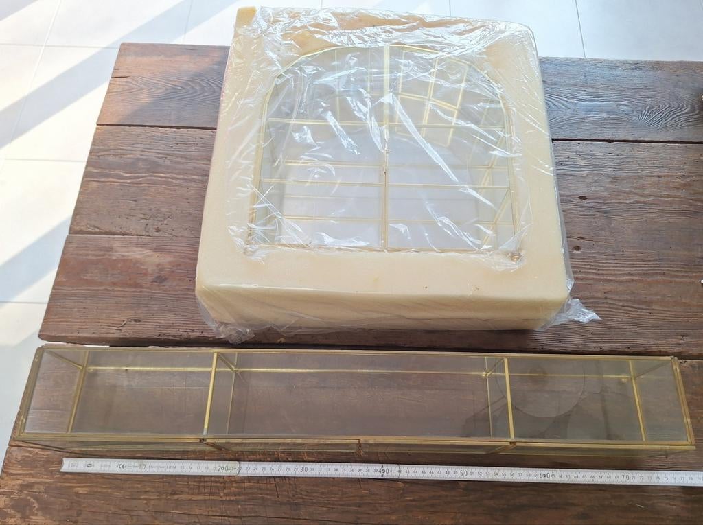 Vintage sierradendoos vitrine glasbox, Antiek en Kunst, Curiosa en Brocante, Ophalen of Verzenden