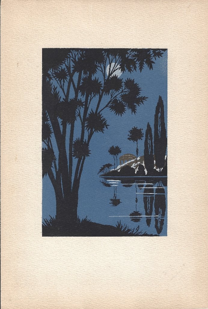 Le Soir - M. Stab - La Guirlande - 1920 - Pochoir prent, Ophalen of Verzenden, Voor 1940, Gebruikt, Prent