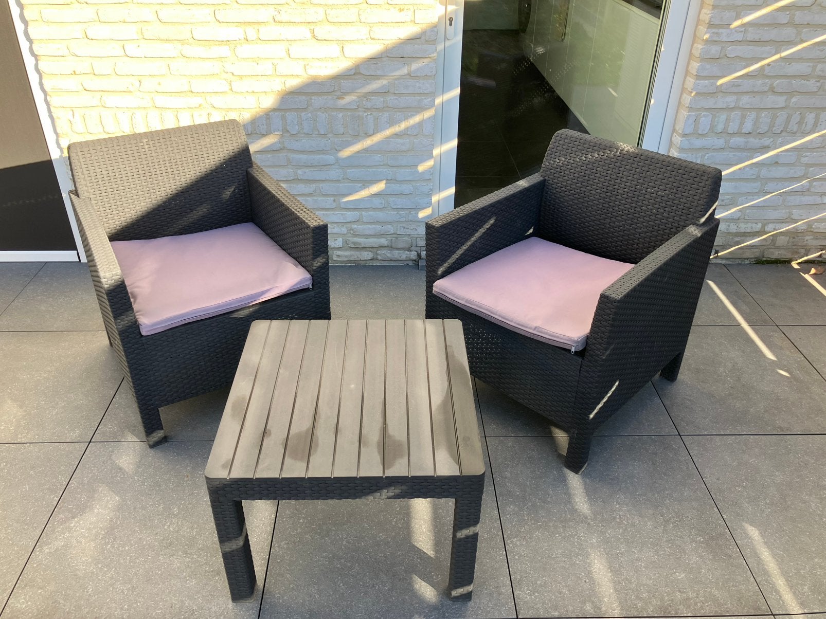 Loungset, Tuin en Terras, Kunststof, Gebruikt, Bijzettafel, Loungeset