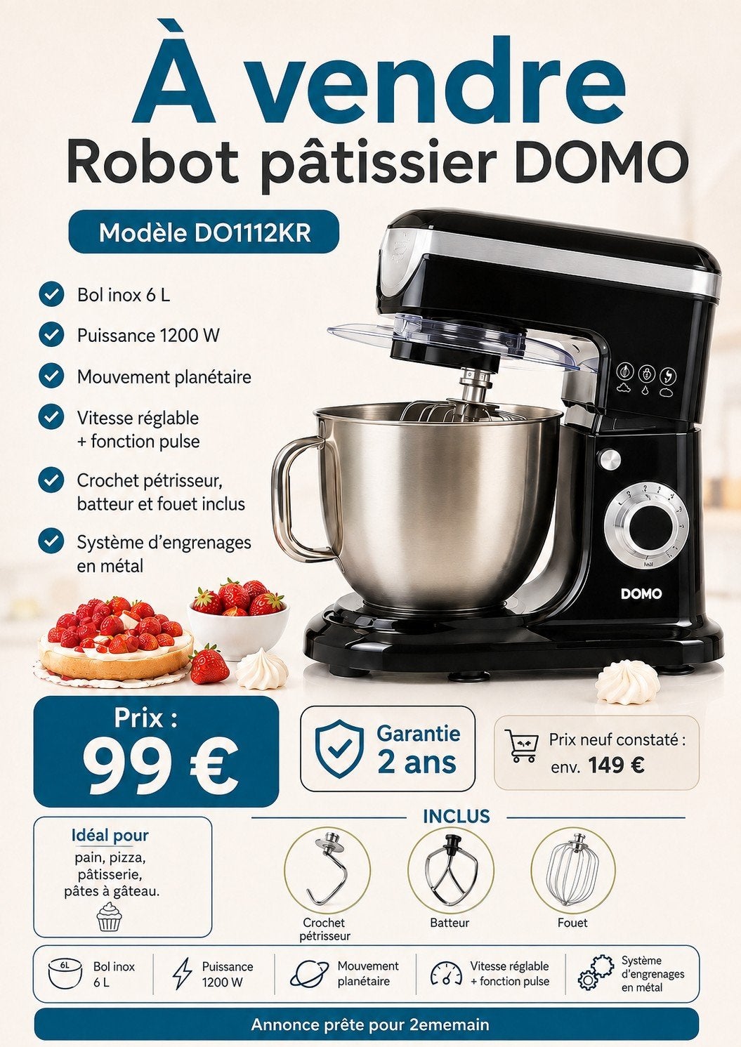 robot domo garantie 2 ans, Enlèvement ou Envoi