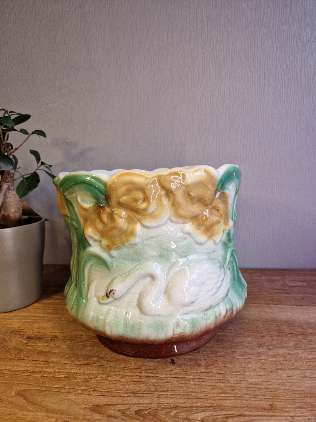 Art Nouveau Cache-pot Zwaan – Saint-Ghislain, Ophalen