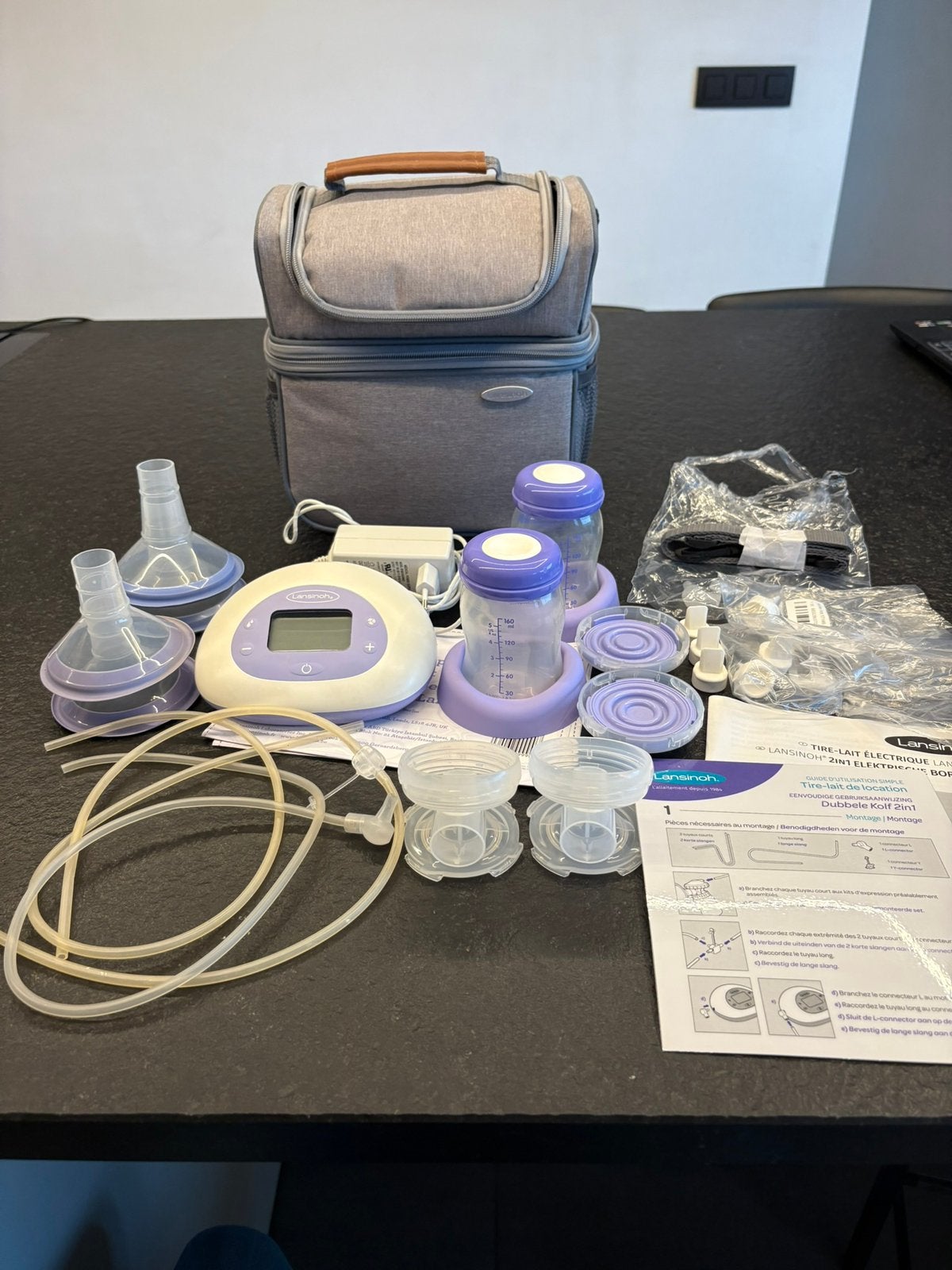 Lansinoh dubbele borstkolfmachine + koeltas, Kinderen en Baby's, Babyvoeding en Toebehoren, Ophalen of Verzenden, Zo goed als nieuw