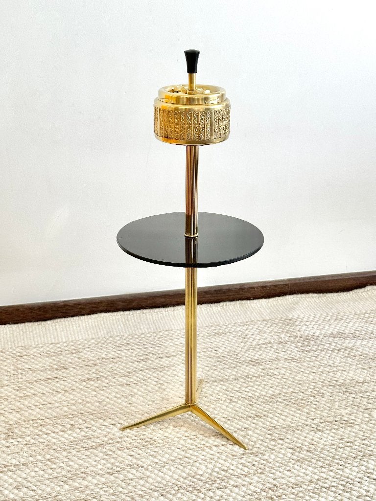 Table d’appoint midcentury vintage 50’s 60’s, Rond, Comme neuf, Enlèvement, Métal ou Aluminium