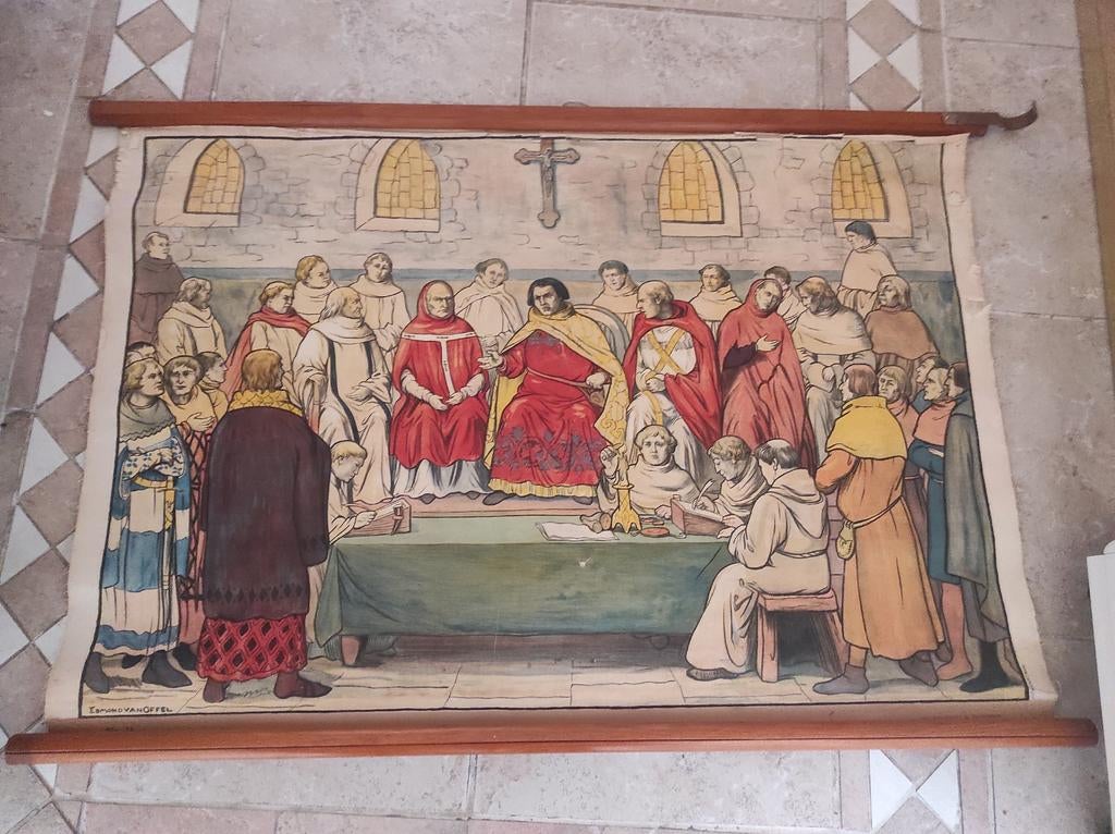 Religieuze schoolplaat poster bisschop van luik, Ophalen, Geschiedenis