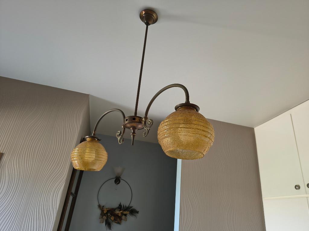 Antieke hanglamp, luster in koper, Enlèvement