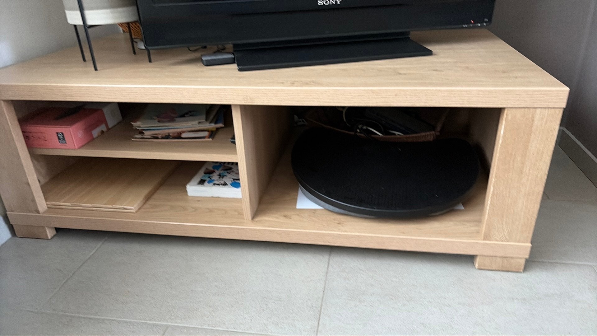 Salontafel/ tv meubel, Ophalen, 100 tot 150 cm, Eikenhout, Zo goed als nieuw