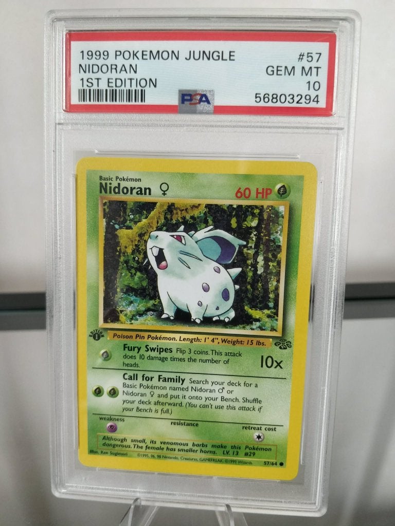 Nidoran - First edition - PSA 10, Hobby en Vrije tijd, Ophalen of Verzenden, Nieuw, Losse kaart, Foil