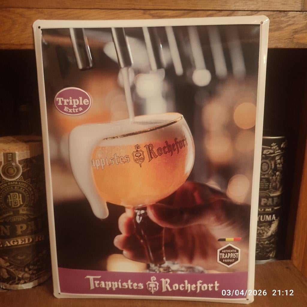 ROCHEFORT Trappist metalen plaat., Verzamelen, Biermerken, Ophalen of Verzenden, Nieuw, Reclamebord, Plaat of Schild, Overige merken