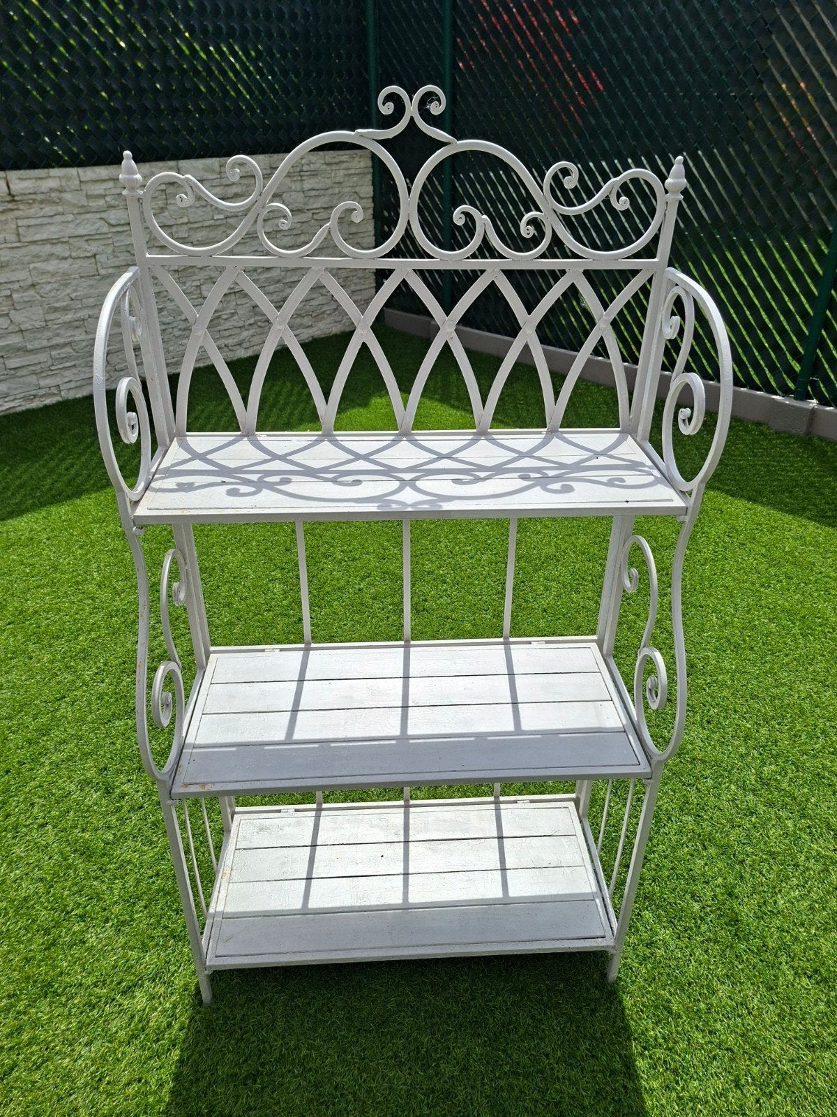 Smeedijzeren plantenrek met 3 niveaus H 127 en B 70cm D 30cm, Ophalen