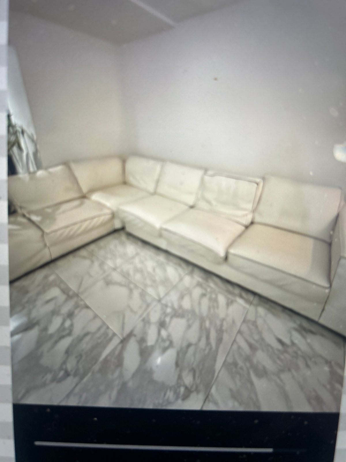 Fauteui cuir en coin, Maison & Meubles, Enlèvement, Utilisé, Cuir