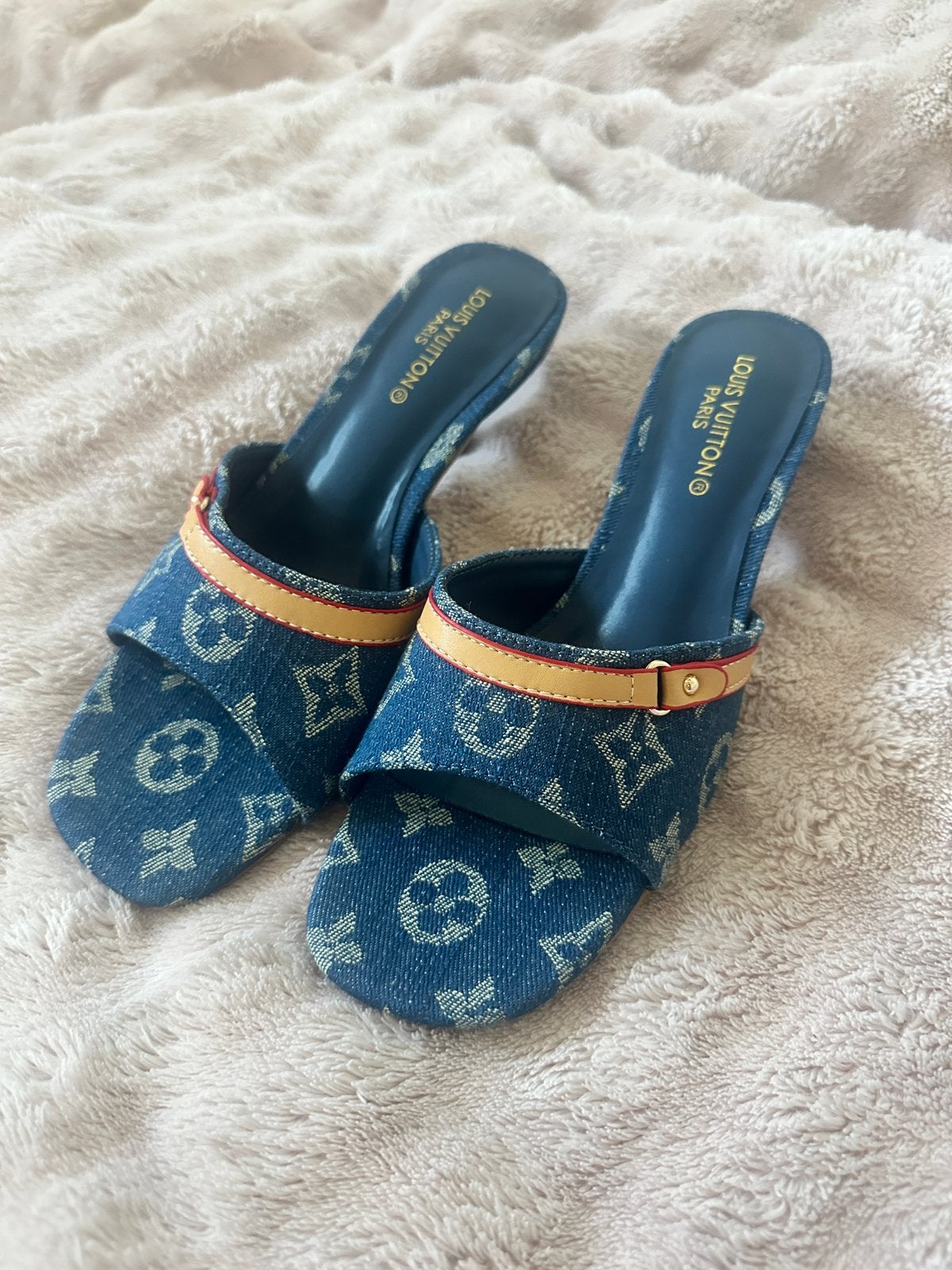 Louis vuitton denim hakjes, Schoenen met lage hakken, Nieuw, Verzenden, Blauw