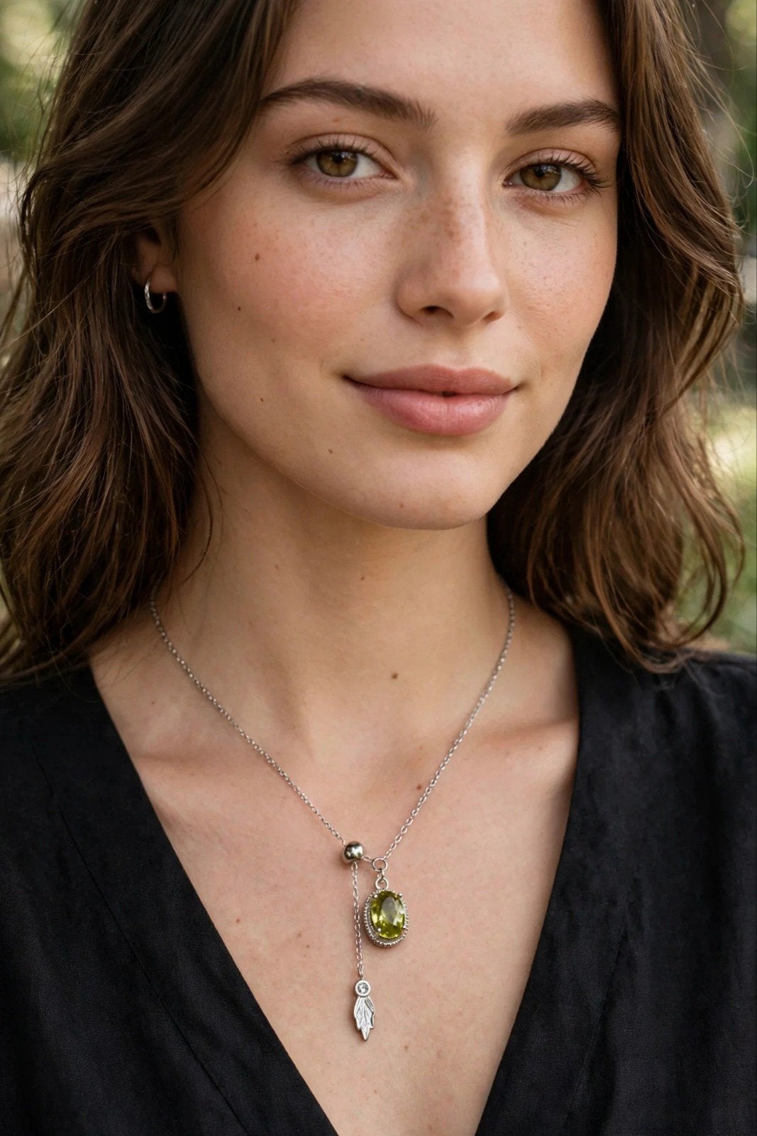 Sterling zilveren hanger met titaniet uit Madagaskar, Ophalen, Nieuw, Met edelsteen, Groen