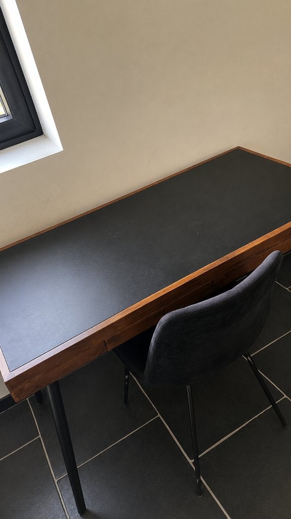 Winston massief houten bureau + stoel, Huis en Inrichting, Ophalen, Zwart, Gebruikt, 120 cm