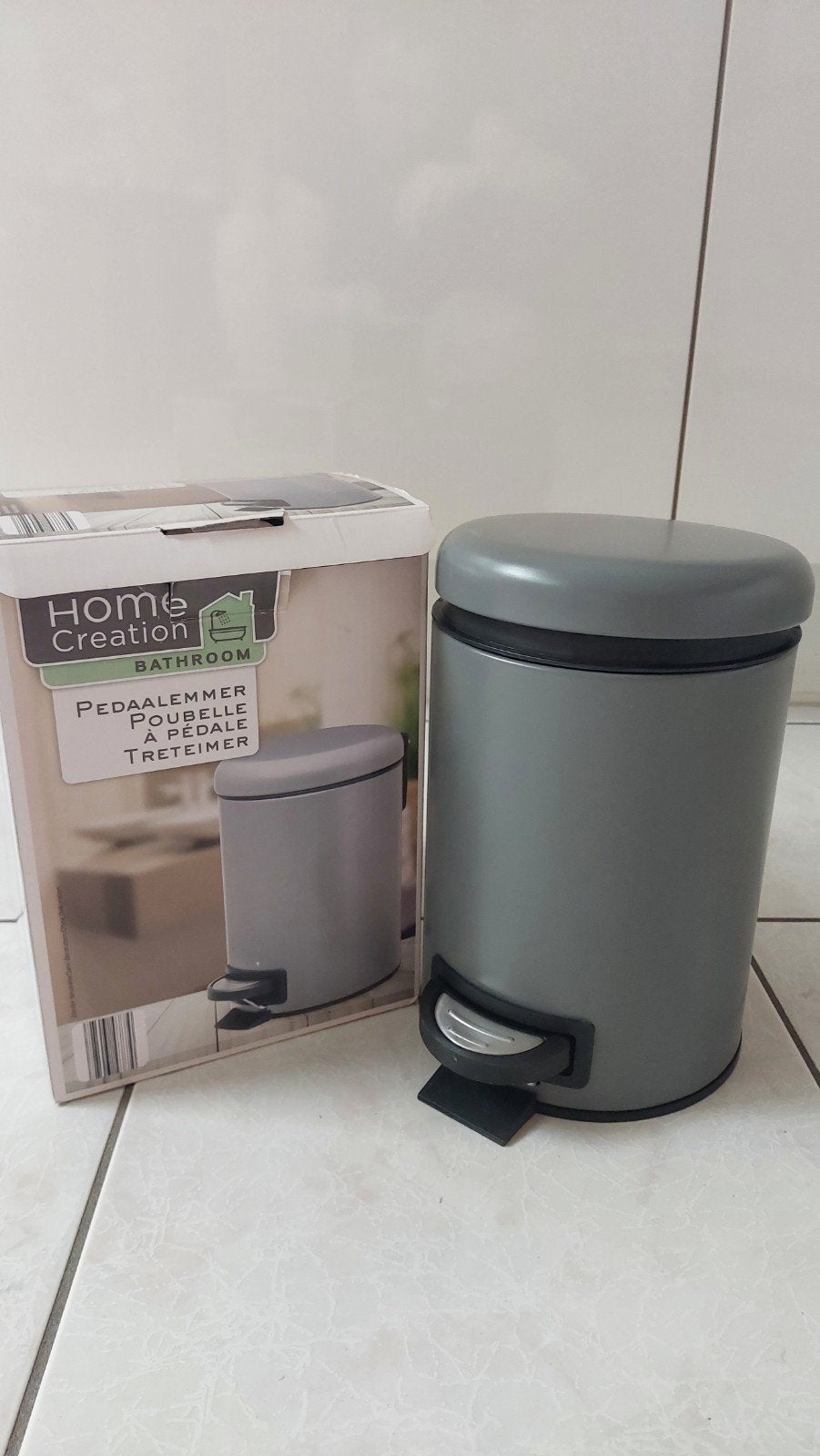 Home Creation Pedaalemmer 3L – Grijs (Nieuw in doos), Huis en Inrichting, Kunststof, Met pedaal, Nieuw, Ophalen of Verzenden