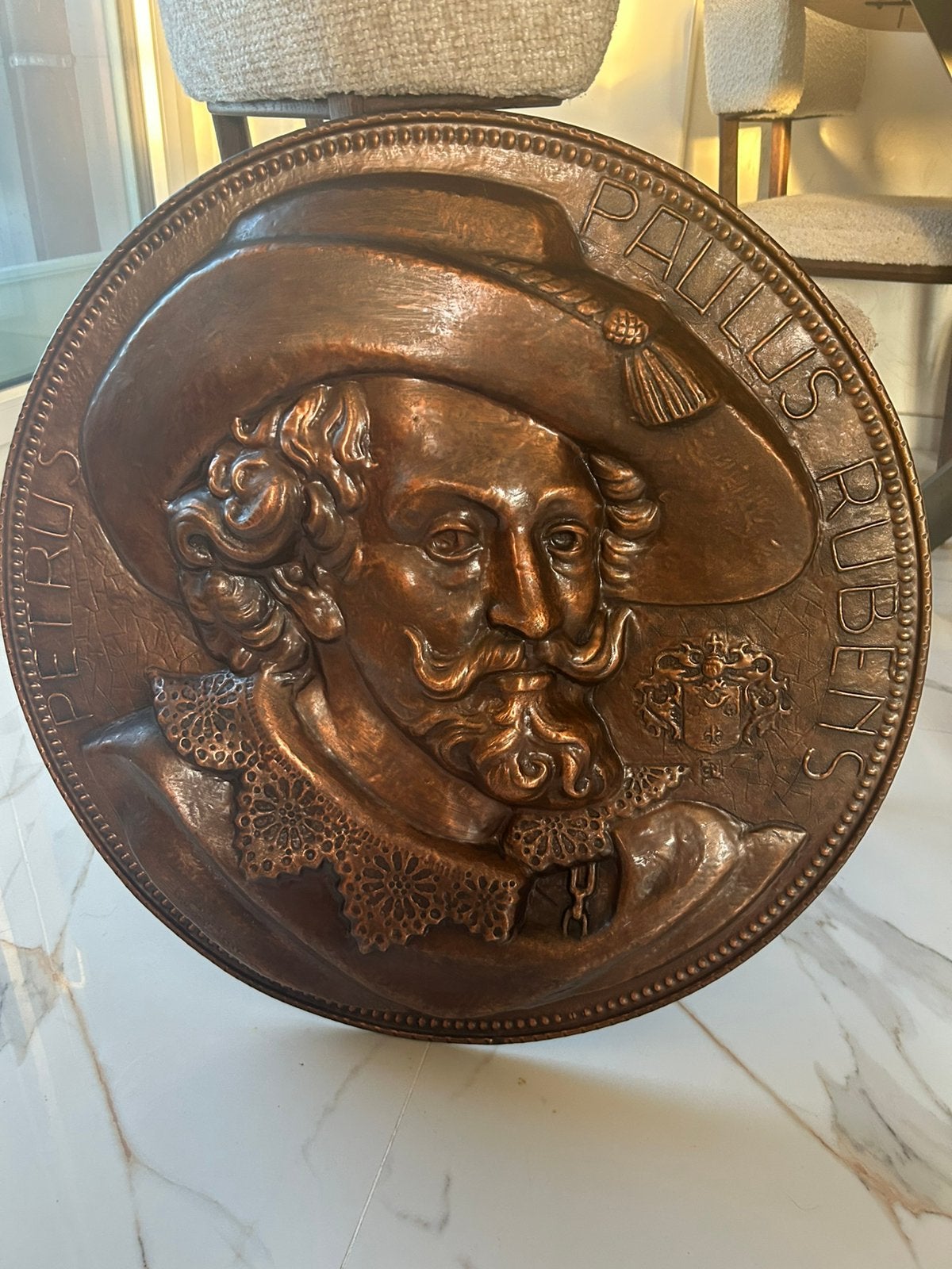 Antiek Koperen Wandbord Rubens –Gesigneerd M. Van de Velde, Ophalen, Koper