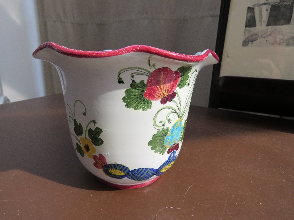 Bloempot Italy keramiek decor bloemen, Ophalen of Verzenden