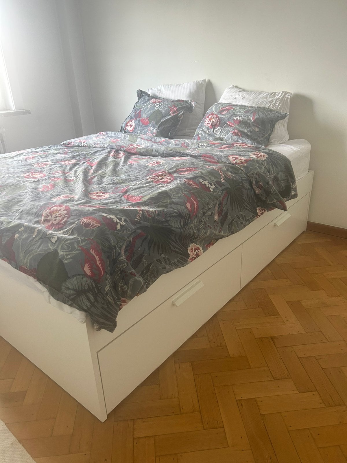Bed ikea brimnes opberglades + lattenbodem, Ophalen, Zo goed als nieuw, Tweepersoons