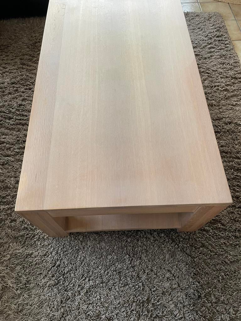 Volle eiken salontafel, Ophalen, Gebruikt, 100 tot 150 cm, Minder dan 50 cm