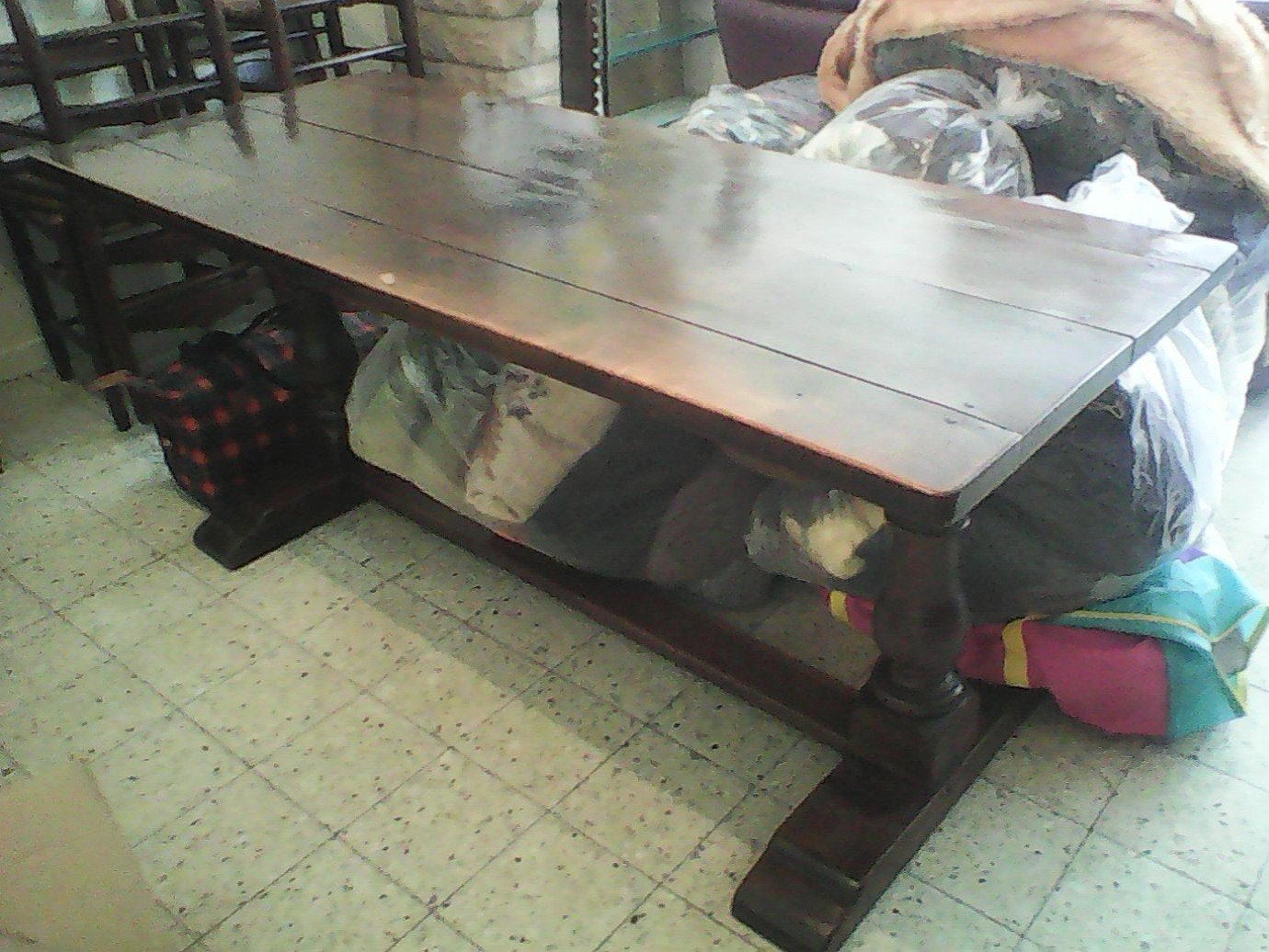 Table de ferme style Monastère en bois massif + 4 ch.offert, Maison & Meubles, Enlèvement