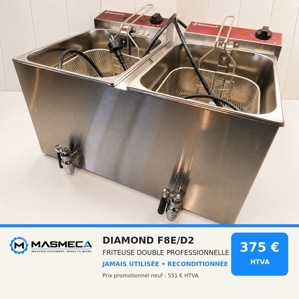 Friteuse double cuve Diamond F8E/D2, Enlèvement, Neuf, sans emballage, Cuisinière, Friteuse et Grils