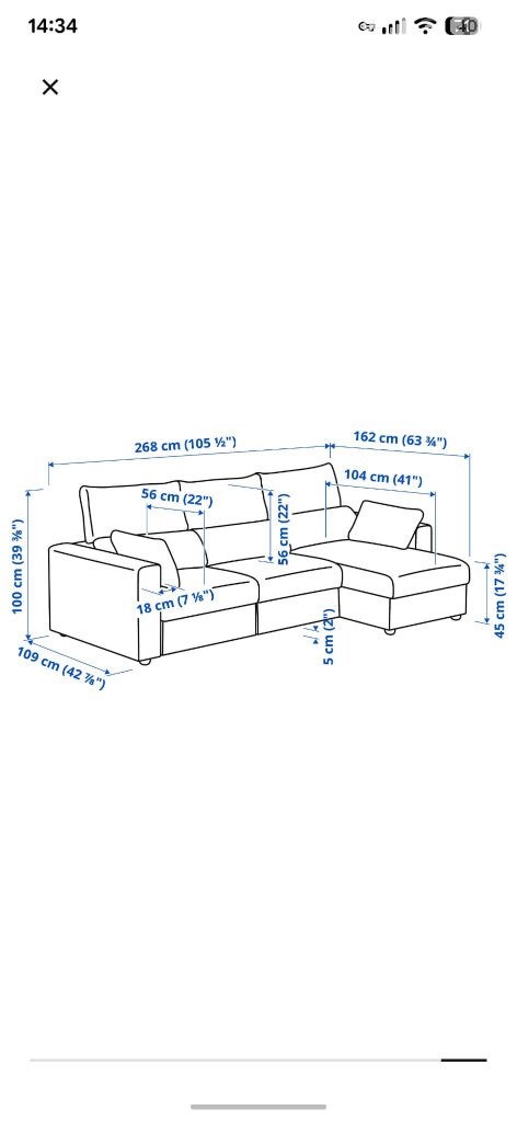 Zetel Eskilstuna 3-zit, Huis en Inrichting, Ophalen, 250 tot 300 cm, Gebruikt, 100 tot 125 cm
