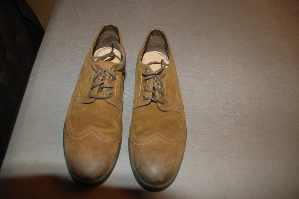 herenschoenen bruin denim met mooie punten maat 43, Vêtements | Hommes, Chaussures, Comme neuf, Brun, Enlèvement, Chaussures à lacets