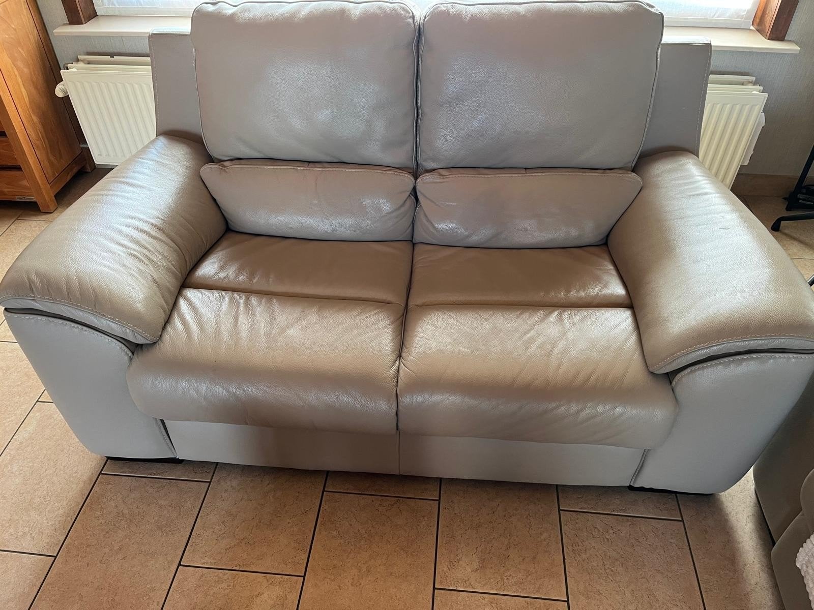 Lederen zetel met gebruiksporen ! Gratis ! Zelf af te halen, Ophalen, Gebruikt, Driepersoons, Leer