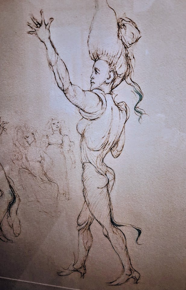 Leonor Fini – grote ets - kader/getekend - vier personages, Antiek en Kunst, 80 cm, Mythologie, 65 cm, Ophalen of Verzenden