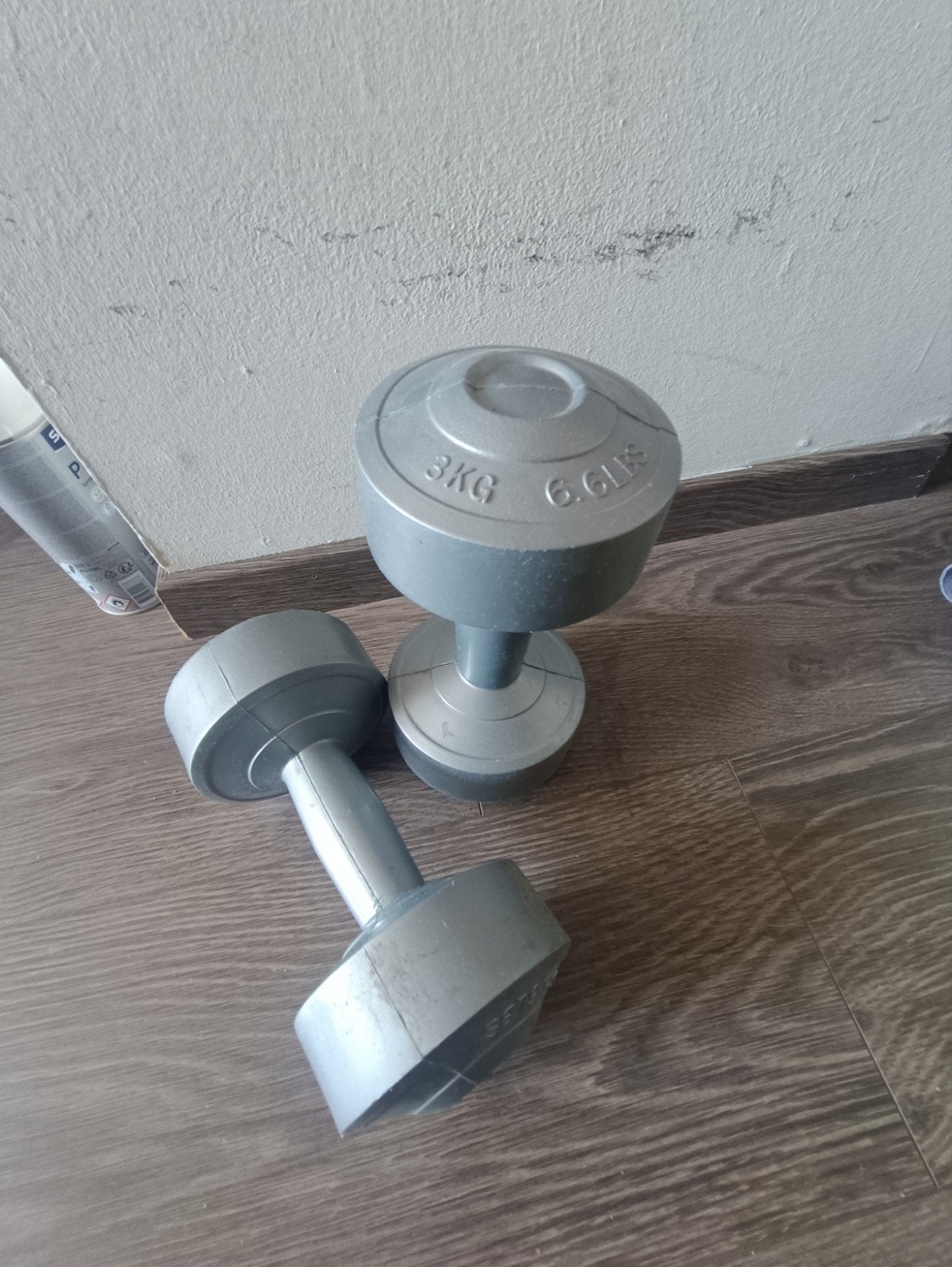 2 gewichten dumbbells 3kg, Enlèvement, Comme neuf, Pectoraux, Haltère